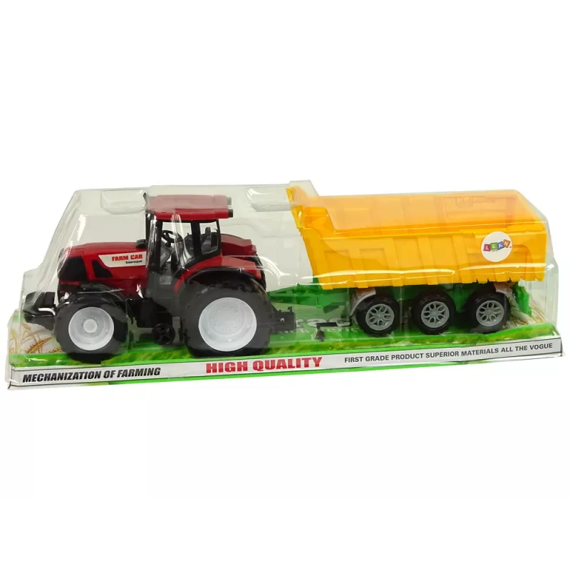 LEAN TOYS Ciągnik Czerwona Wywrotka Żółty Ciągnik 50 cm