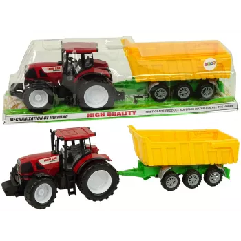 LEAN TOYS Ciągnik Czerwona Wywrotka Żółty Ciągnik 50 cm