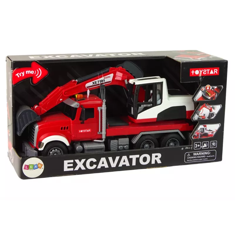LEAN TOYS Ciężarówka z Koparką Traktor Koparka Dźwięk Światła
