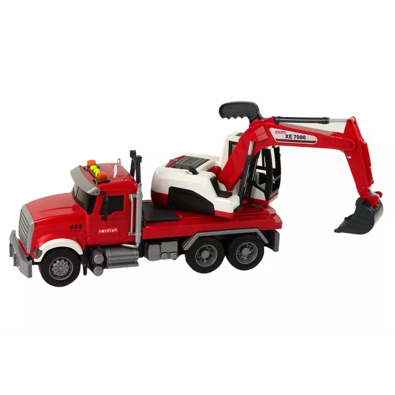 LEAN TOYS Ciężarówka z Koparką Traktor Koparka Dźwięk Światła