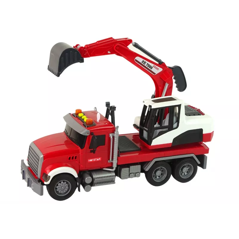 LEAN TOYS Ciężarówka z Koparką Traktor Koparka Dźwięk Światła