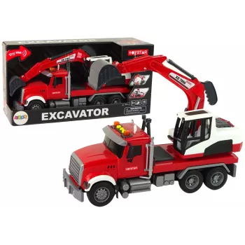 LEAN TOYS Ciężarówka z Koparką Traktor Koparka Dźwięk Światła