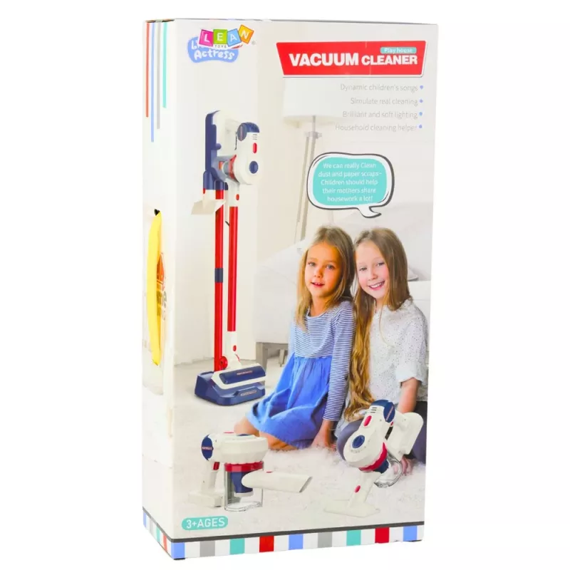 LEAN TOYS Odkurzacz Pionowy dla Dzieci Zestaw Sprzątający ze Światłami i Dźwiękami Biały