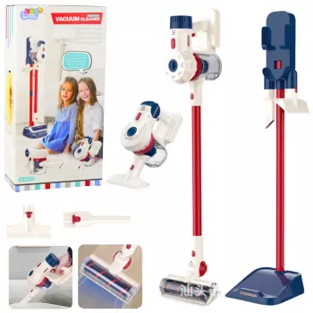 LEAN TOYS Odkurzacz Pionowy dla Dzieci Zestaw Sprzątający ze Światłami i Dźwiękami Biały