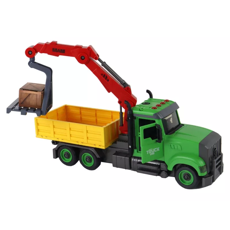 LEAN TOYS Pojazd Wywrotka z Dźwigiem do Skręcania i Odkręcania DIY