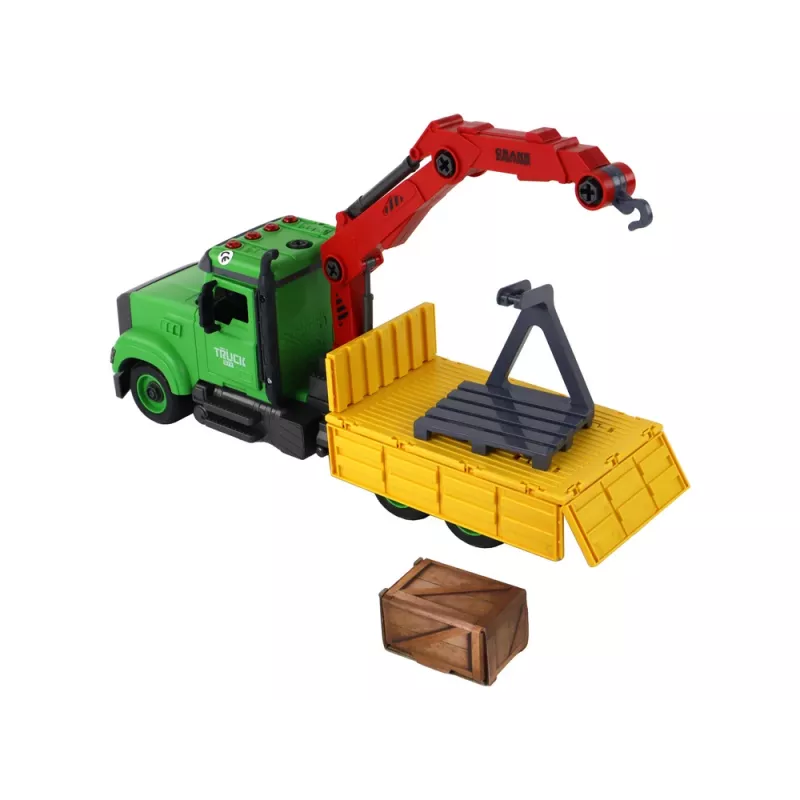 LEAN TOYS Pojazd Wywrotka z Dźwigiem do Skręcania i Odkręcania DIY