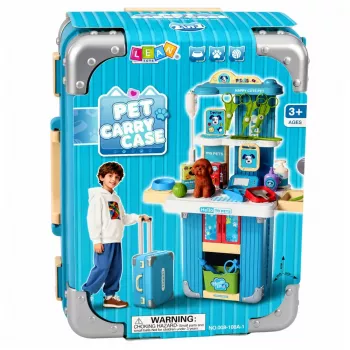 LEAN TOYS Walizka Weterynarza Zestaw do Pielęgnacji Psa Brązowy Zestaw do Zabawy z 12 Akcesoriami
