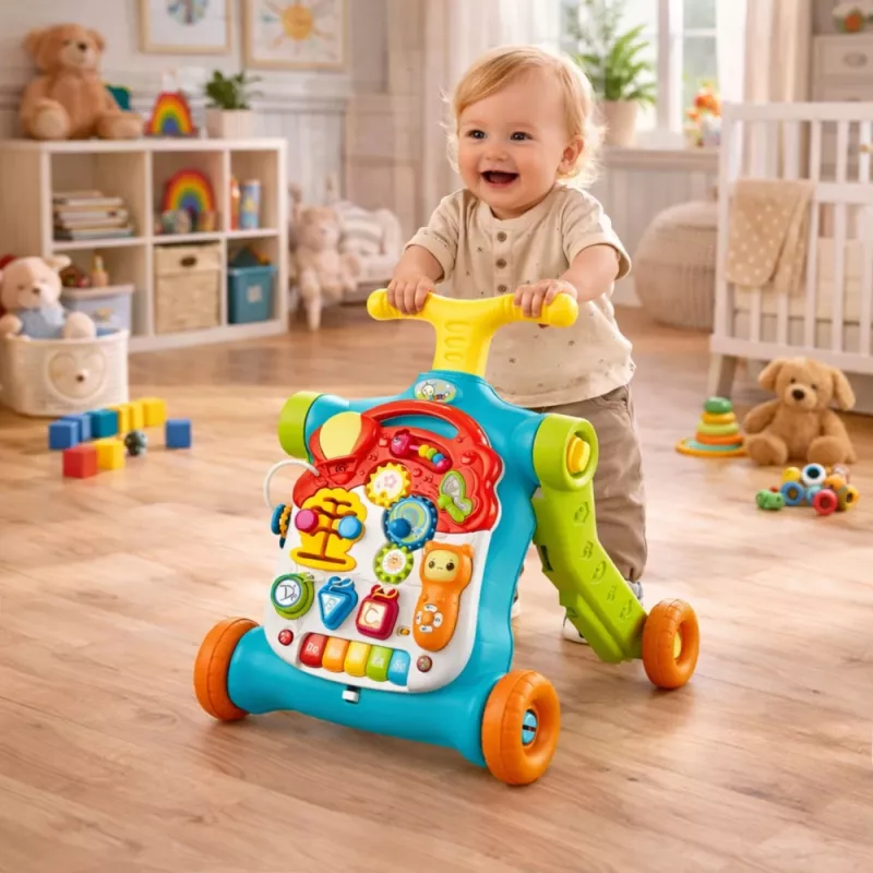 LEAN TOYS Walker Pusher Scooter Educational Table Interactive Panel 5 in 1 Colorful