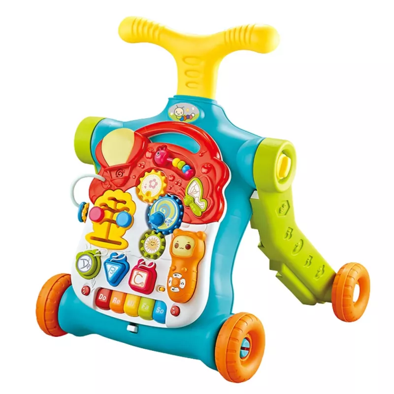 LEAN TOYS Walker Pusher Scooter Educational Table Interactive Panel 5 in 1 Colorful