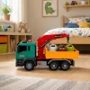 LEAN TOYS śmieciarka z dźwigiem, pojemnikami, napędem ciernym, światłem i dźwiękiem