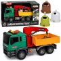 LEAN TOYS śmieciarka z dźwigiem, pojemnikami, napędem ciernym, światłem i dźwiękiem