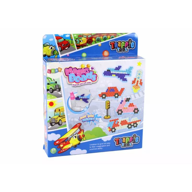 LEAN TOYS Zestaw Koralików Wodnych DIY Magic Beads 8 Kolorów Środki Transportu