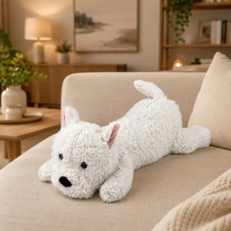 LEAN TOYS West Highland White Terrier Pluszowy Pies Przytulanka, Biały, 40 cm