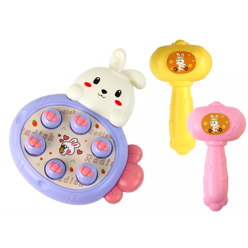 LEAN TOYS Whac-A-Mole Purple Arcade Carrot-Smashing Rabbit Game