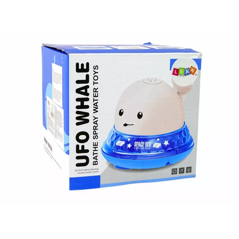 LEAN TOYS Wieloryb tryskający wodą ze stojakiem Biała zabawka do kąpieli