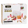 LEAN TOYS Drewniany zestaw kosmetyczny dla dziewczynek z białą kosmetyczką 17 elementów