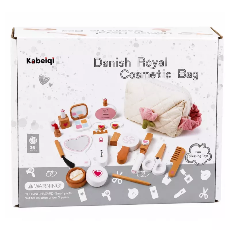 LEAN TOYS Drewniany zestaw do makijażu kosmetyczka akcesoria 16 szt.