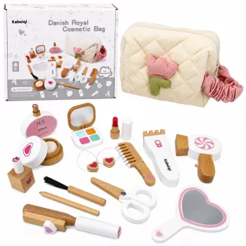 LEAN TOYS Drewniany zestaw do makijażu kosmetyczka akcesoria 16 szt.