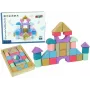 LEAN TOYS Klocki Drewniane Pastelowe Kolory 28 Elementów Zamek
