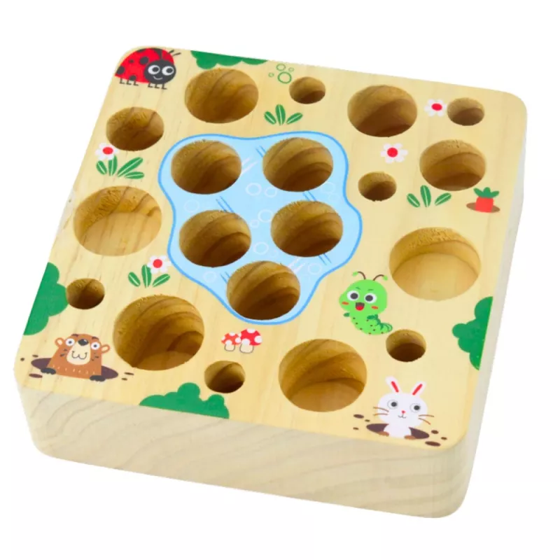 LEAN TOYS Drewniana gra magnetyczna Marchewki i Dżdżownice