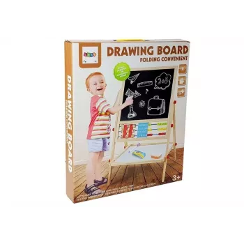 LEAN TOYS Drewniana Tablica Kredowa z Liczydłem, Zegarem, Cyframi i Magnesem