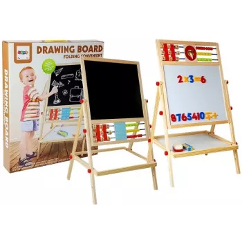 LEAN TOYS Drewniana Tablica Kredowa z Liczydłem, Zegarem, Cyframi i Magnesem