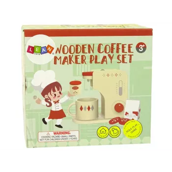LEAN TOYS Drewniany ekspres do kawy z akcesoriami do kuchni dla dzieci