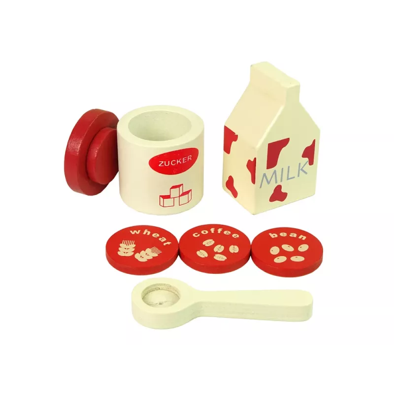 LEAN TOYS Drewniany ekspres do kawy z akcesoriami do kuchni dla dzieci