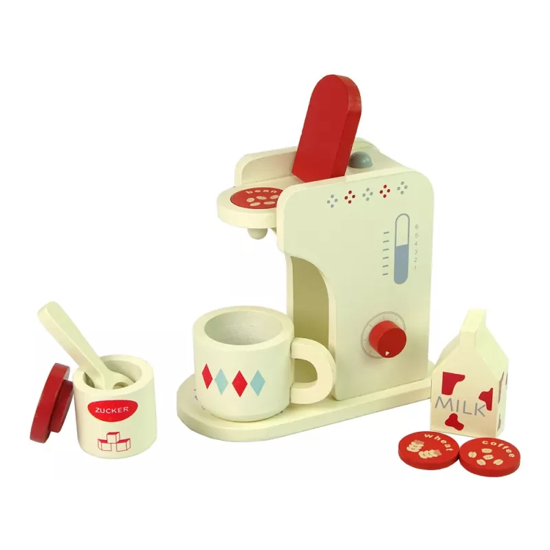 LEAN TOYS Drewniany ekspres do kawy z akcesoriami do kuchni dla dzieci