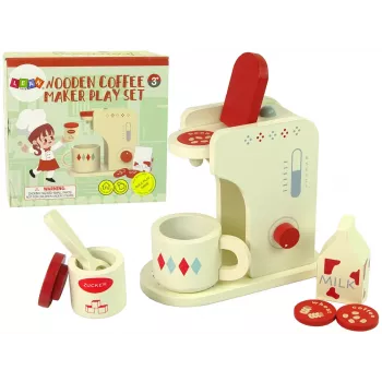 LEAN TOYS Drewniany ekspres do kawy z akcesoriami do kuchni dla dzieci