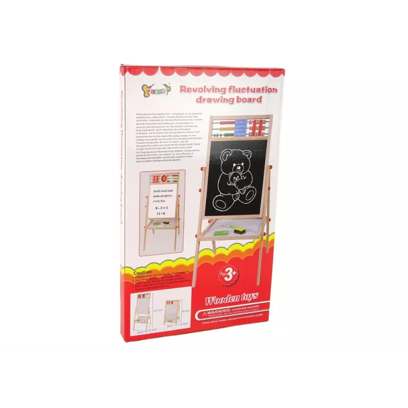 LEAN TOYS Drewniana Tablica Edukacyjna 2w1 Magnetyczno-Kredowa z Akcesoriami Tabliczka Mnożenia Alfabet