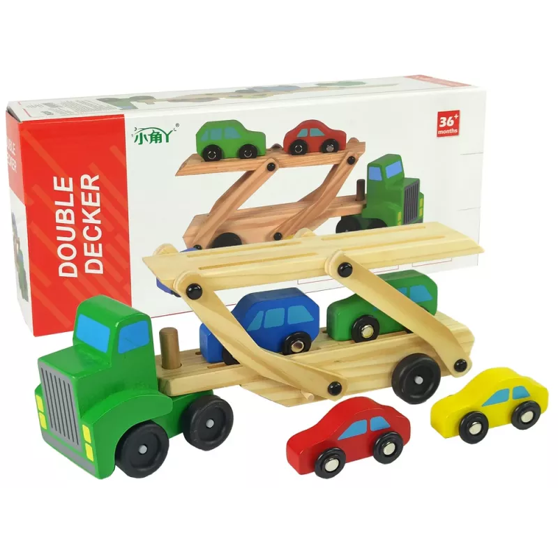 LEAN TOYS Wooden Green Truck with Trucks Blocks