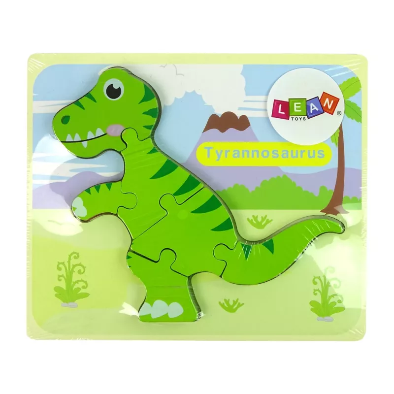 LEAN TOYS Wooden Isanosaurus Green Dinosaur Puzzle