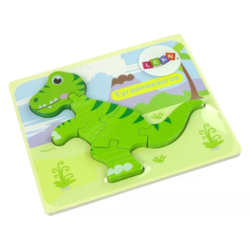 LEAN TOYS Wooden Isanosaurus Green Dinosaur Puzzle