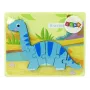 LEAN TOYS Drewniana Układanka Dinozaur Brachiozaur Niebieski