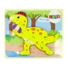 LEAN TOYS Drewniana Układanka Dinozaur Stegozaur Żółty