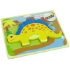 LEAN TOYS Drewniana Układanka Dinozaur Stegozaur Żółty