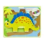 LEAN TOYS Drewniana Układanka Dinozaur Stegozaur Żółty