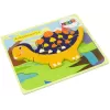 LEAN TOYS Drewniana Układanka Dinozaury Triceratops Ankylozaur Pomarańczowy