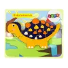 LEAN TOYS Drewniana Układanka Dinozaury Triceratops Ankylozaur Pomarańczowy