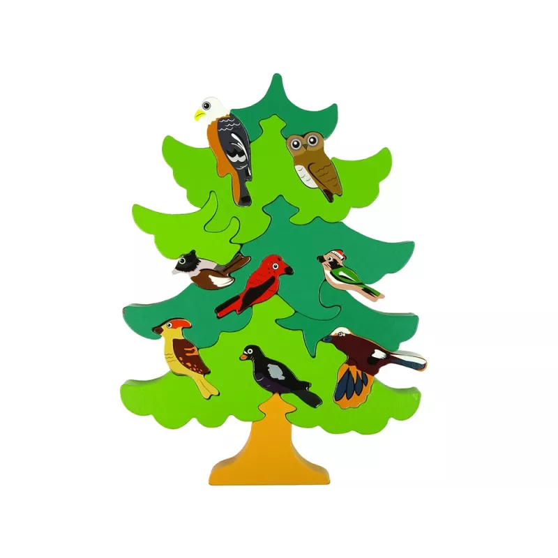 LEAN TOYS Wooden Tree Birds DIY Wooden Puzzle Blocks