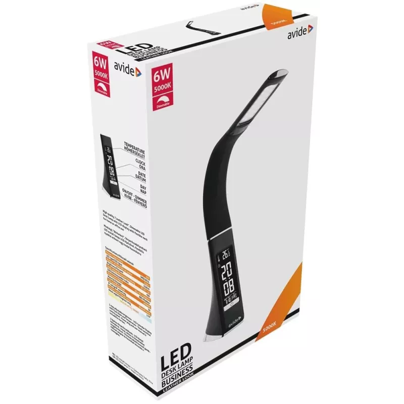 Avide LED Lampa Biurkowa Kalendarz Biznesowy Czarny 6W