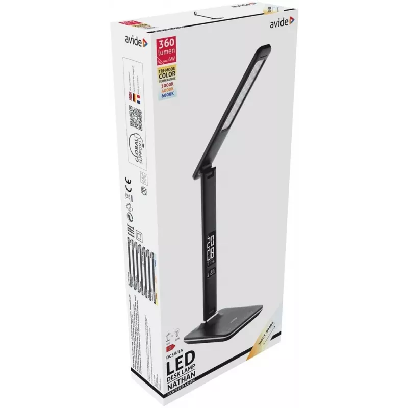 Avide LED Lampa Biurkowa z Kalendarzem Czarna 6W 350lm