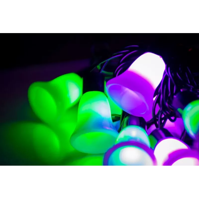 Lampka LED łańcuchowa z dzwoneczkami, 20 ciepłych białych diod LED, 2,5 m, na baterie, złota