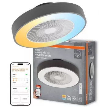 LEDVANCE SMART WIFI Ceiling Fan CYL REM 76W D550T - Inteligentny wentylator sufitowy z wbudowanym oświetleniem LED, regulowaną bielą, sterowany pilotem i aplikacją