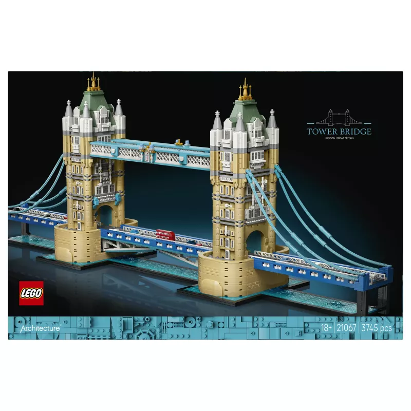 LEGO Architecture 21067 Zestaw konstrukcyjny Tower Bridge (1176 elementów) - kultowy model londyńskiego zabytku