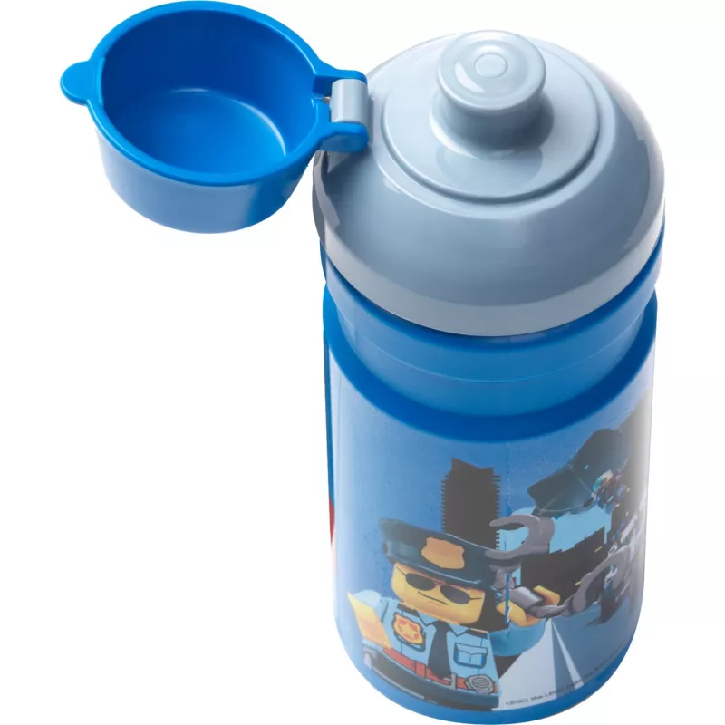 Butelka do picia LEGO City 390 ml Niebieska z miękką silikonową końcówką i półprzezroczystą nakrętką, PP/Silikon, 1 sztuka (40561735)