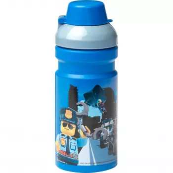 Butelka do picia LEGO City 390 ml Niebieska z miękką silikonową końcówką i półprzezroczystą nakrętką, PP/Silikon, 1 sztuka (40561735)