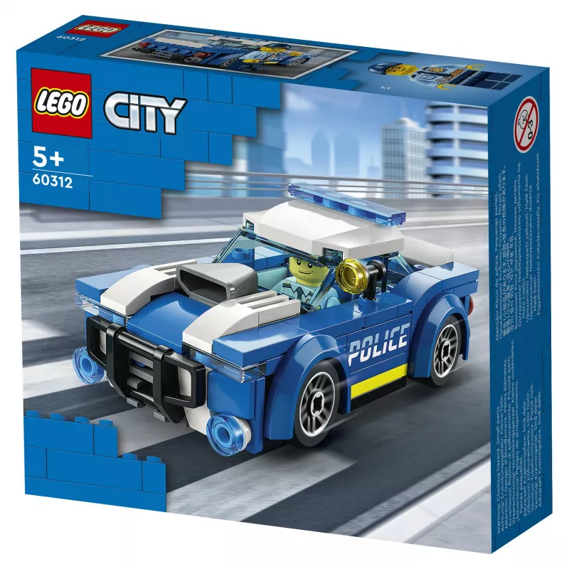 LEGO City Samochód Policyjny 60312 Zestaw do Budowy z Minifigurką i Pachołkiem Drogowym (94 Elementy, Wiek 5+)