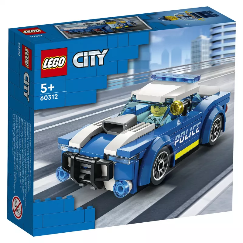LEGO City Samochód Policyjny 60312 Zestaw do Budowy z Minifigurką i Pachołkiem Drogowym (94 Elementy, Wiek 5+)